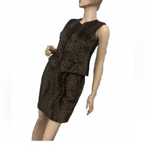 Women’s Vintage Alex Garfield Leopard Waistcoat‎ Tuxedo Vest and skirt size 4